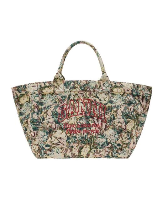 Ganni Metallic Xxl Reversible Tote Bag