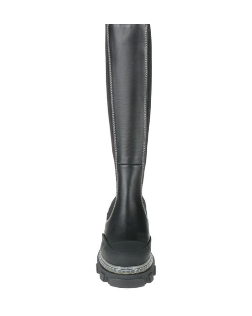 Ganni Black Solid Color Leather Platform Boots