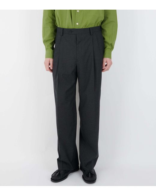 Auralee Gray Casual Pants With Belt Loops for men
