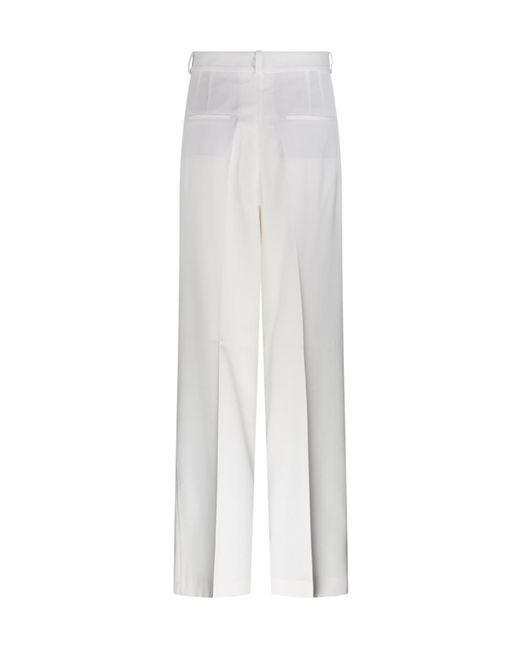 Rohe White Pleated Straight Leg Trousers