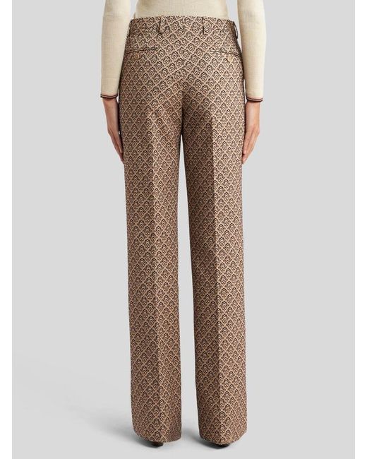 Etro Brown Damask-Pattern Trousers
