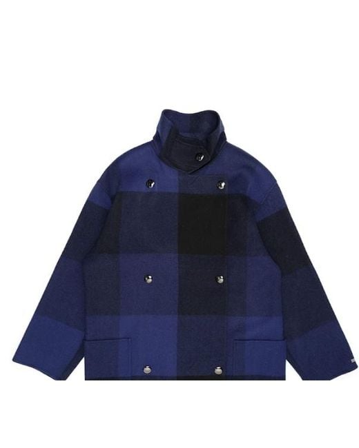 Max Mara Blue Dark Plaid Coat