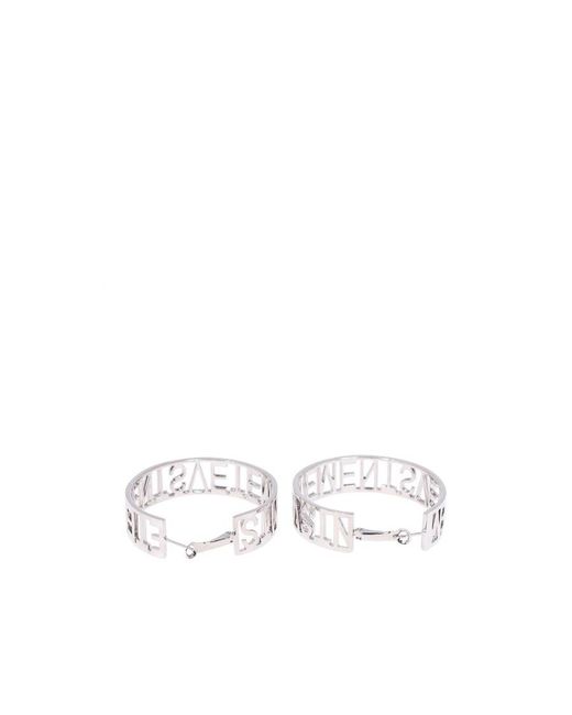 Vetements White Logo Hoop Earrings for men