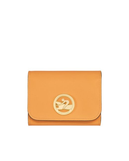 Longchamp Orange Box-Trot Logo Wallet
