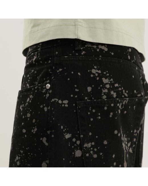 1989 STUDIO Black Paint-Splatter Wide-Leg Jeans for men