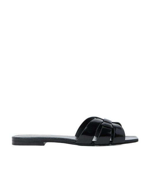 Saint Laurent Black Tribute Flat Sandals