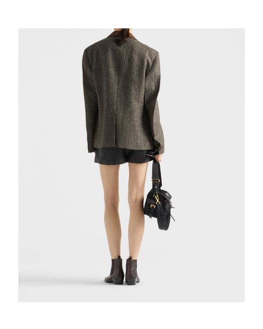 Prada Brown Single-Breasted Chevron Jacket