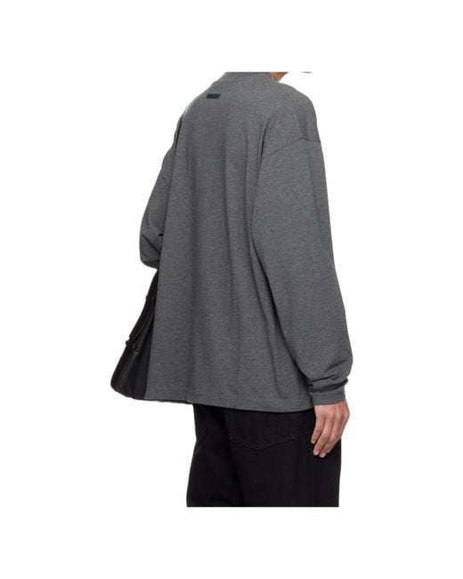 Fear Of God Gray Embroidered Long-Sleeved T-Shirt for men