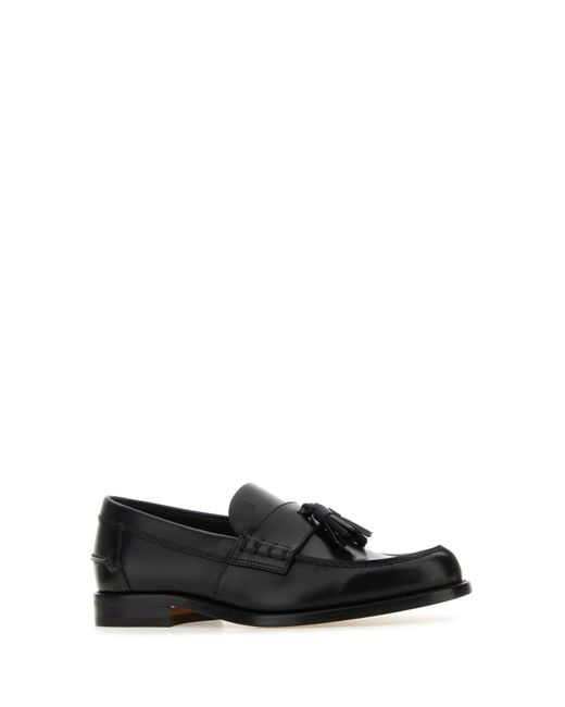 Tod's Black Round Toe Slip-On Loafers for men