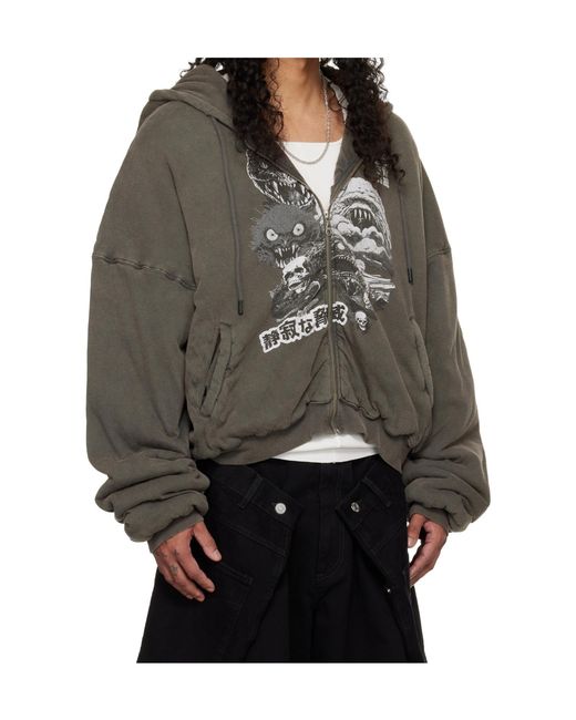 Lu'u Dan Gray Zipper Hoodie for men