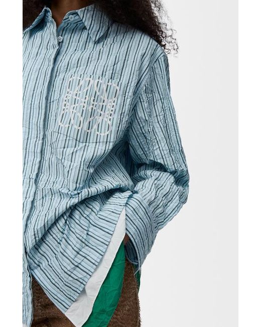 Loewe Blue Relaxed Stripe Logo Shirt