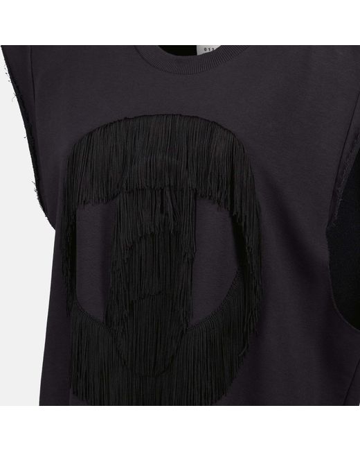 MM6 by Maison Margiela Black Cap Sleeved Fringed Dress