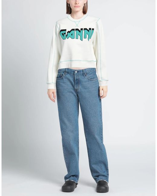 Ganni Blue Fashionable Versatile Solid Color Sweatshirt