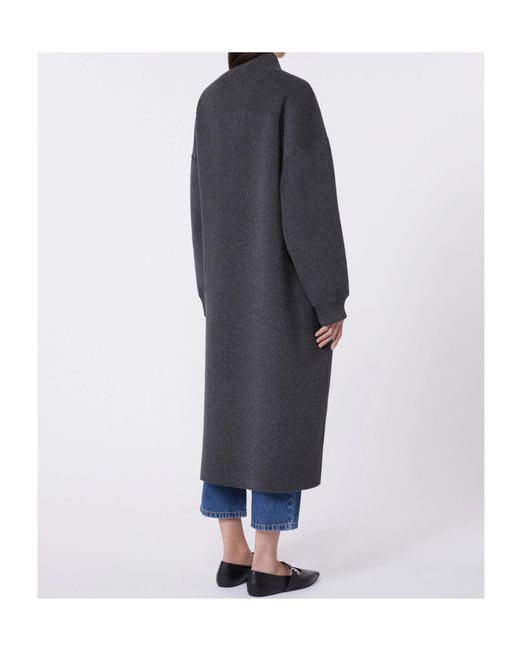 Weekend by Maxmara Black Rib-Knit Pocket Parka Coat
