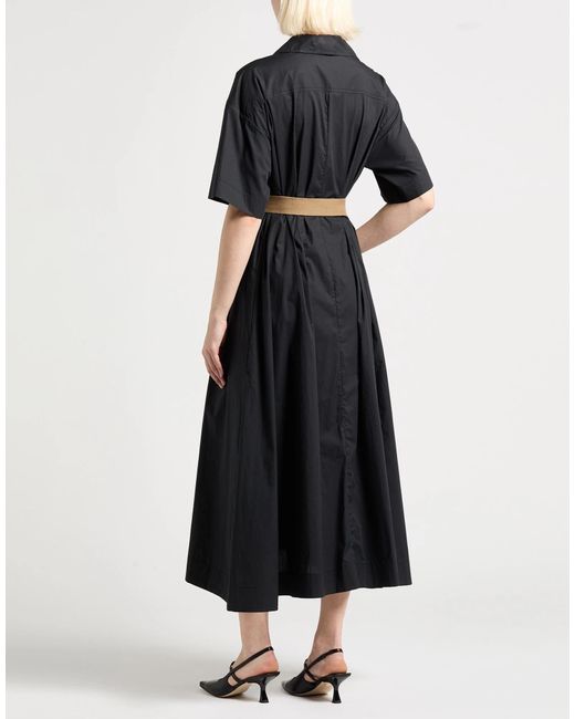 Brunello Cucinelli Black Solid Color Short-Sleeve Dress