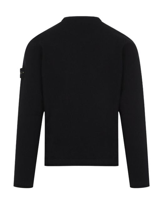 Stone Island Black Logo Patch Crewneck Sweatshirt for men