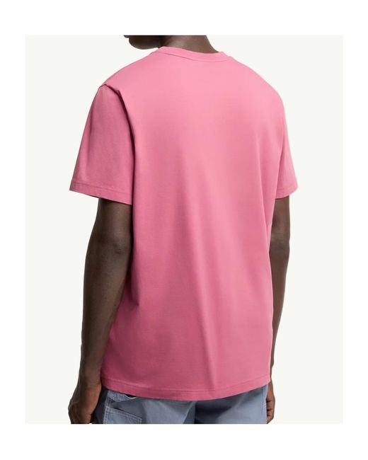Moncler Pink Embroidered Tricolor Logo Cotton T-Shirt for men