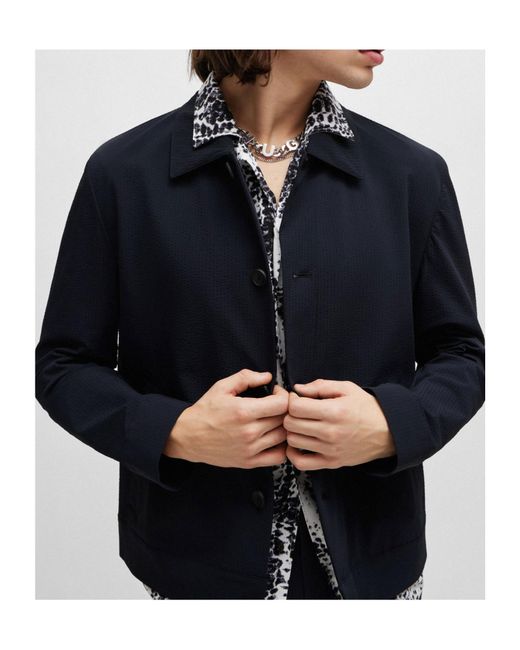 Boss Blue Long-Sleeved Casual Jacket for men