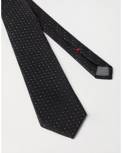 Brunello Cucinelli White Patterned Silk Tie for men
