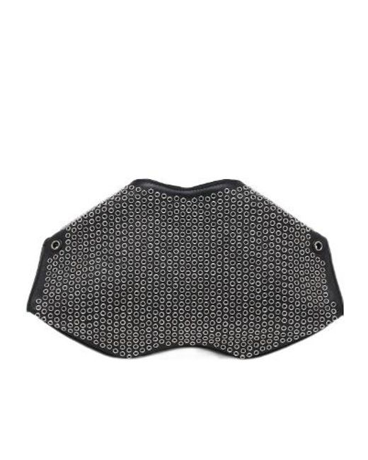 McQueen Black Manta Eyelet Detailed Clutch Bag