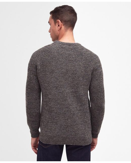 Barbour Gray Logo-Patch Crewneck Jumper for men
