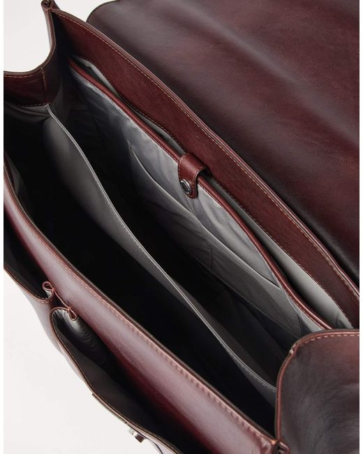Brunello Cucinelli Brown Double-Buckle Leather Briefcase for men
