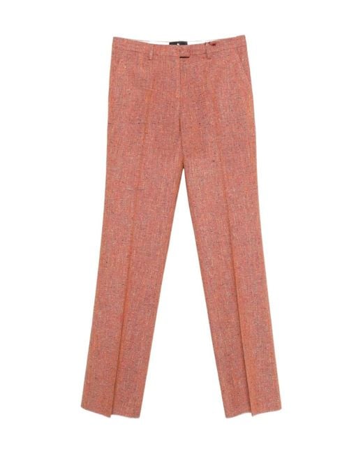 Etro Red Speckled Tweed Trousers