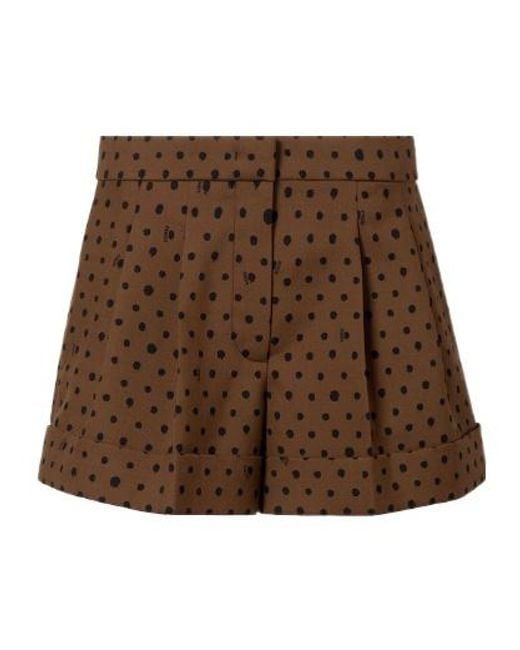 Fendi Brown Falena Dots Printed Flared Shorts