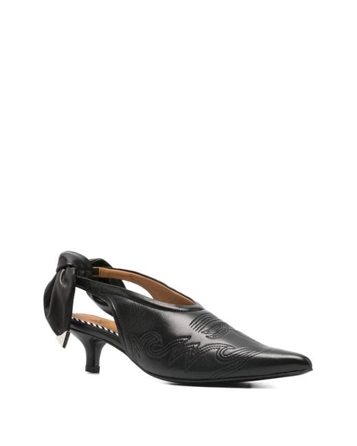 Toga Black Bow-Detail Pointed Toe Pumps
