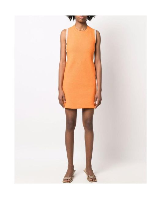 Jacquemus Orange Sorbetto Contrast-Trim Knitted Mini Dress