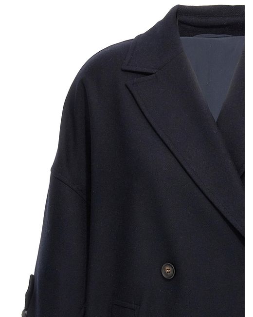 Brunello Cucinelli Blue Double-Breasted Coat