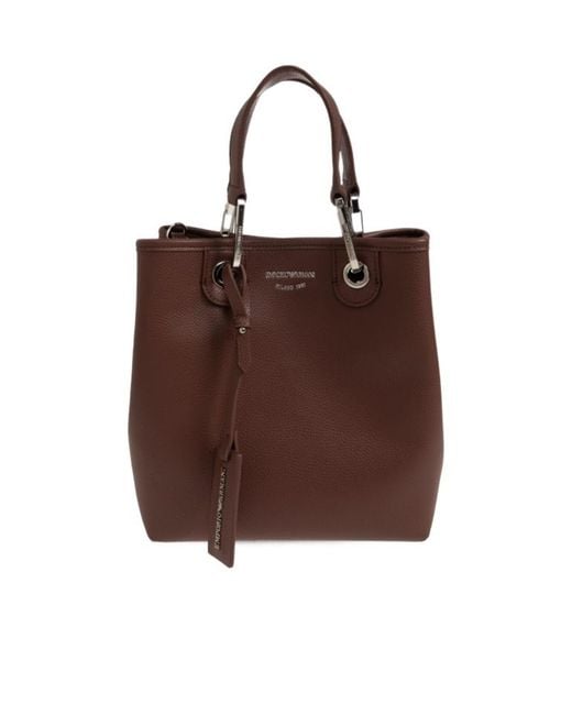 Emporio Armani Brown Logo Detail Bucket Bag