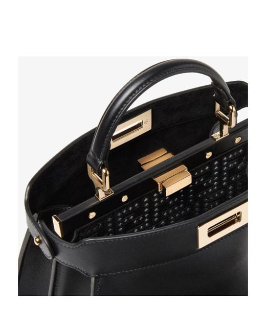 Fendi Black Peekaboo Iseeu Small Leather Bag Embroidered With Mirrors