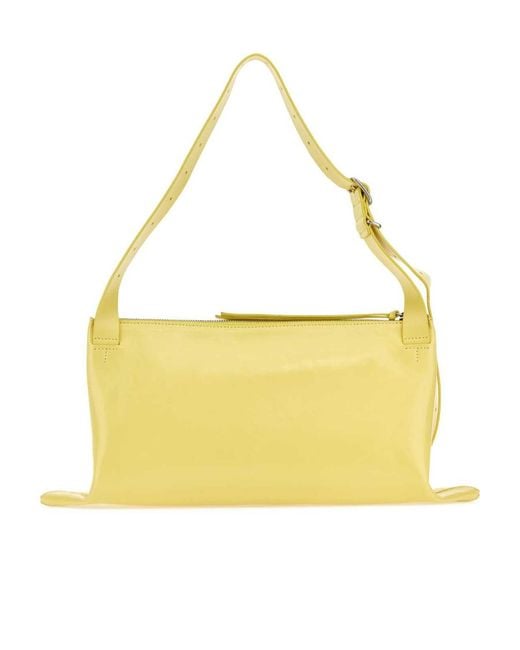 Jil Sander Yellow Folded Edge Zipped Medium Shoulder Bag