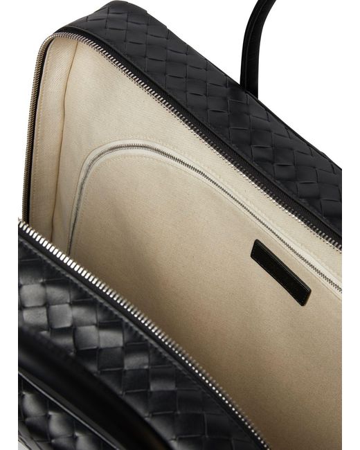 Bottega Veneta Black Getaway Logo Briefcase for men