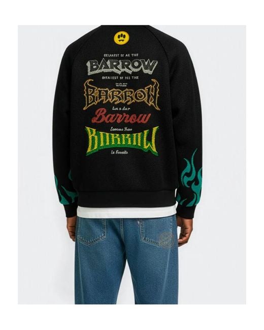 Barrow Black Patch Print Zip-Up Jacket for men