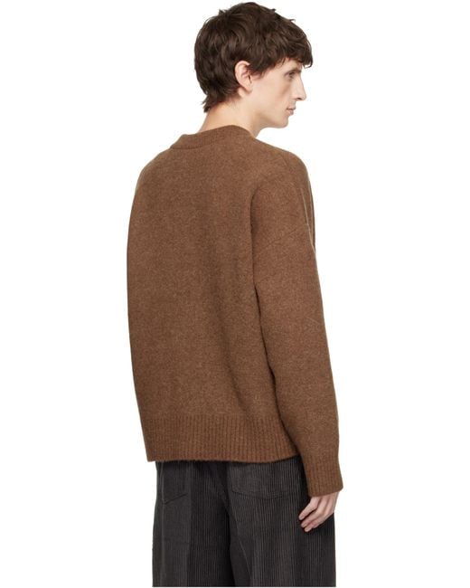 AMI Brown Ami De Coeur Knitted Cardigan for men