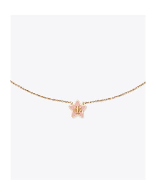 Tory Burch White Forget Me Not Star-Pendant Necklace
