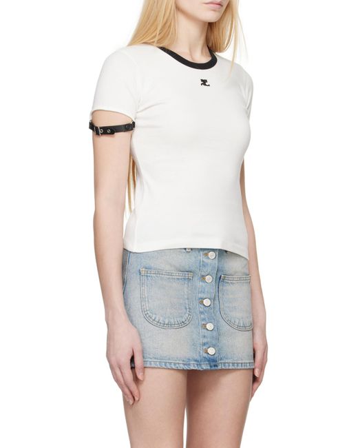Courreges White Courrèges Buckle Contrast T-Shirt