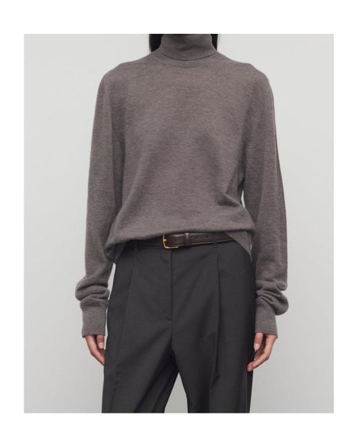 The Row Brown Lizzy High Neck Sweater