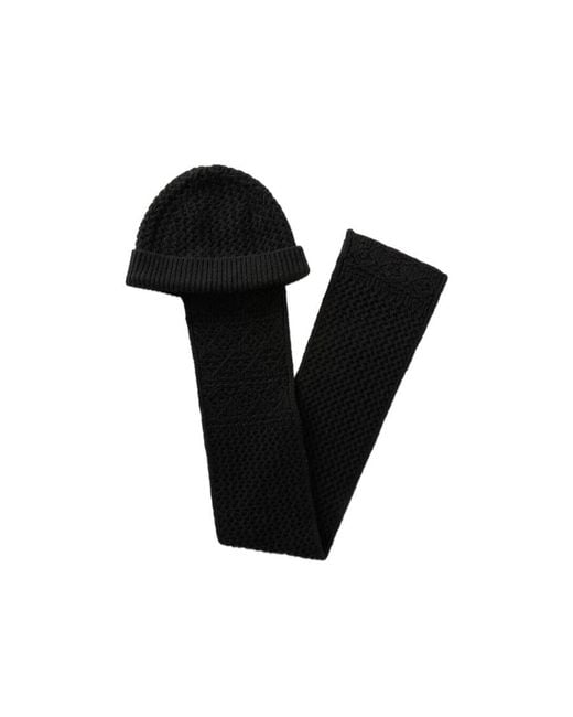 Loro Piana Black Knitted Hooded Cashmere Scarf