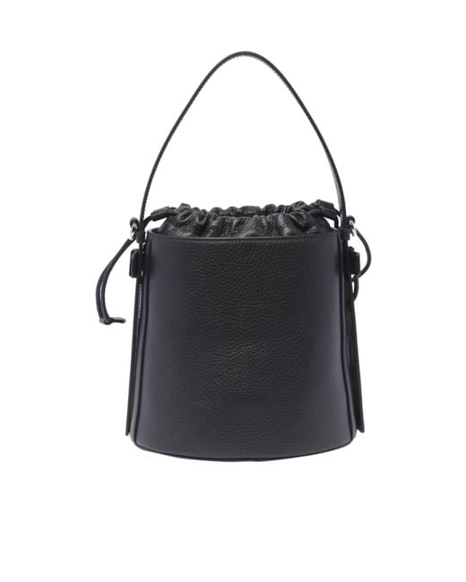 Furla Black Giove Drawstring Mini Bucket Bag