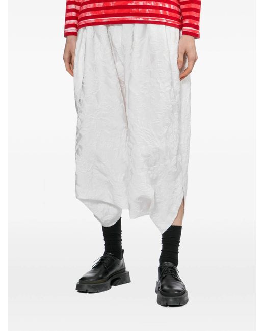 Comme des Garçons White Floral-Embroidered Cropped Trousers