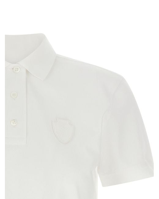 Brunello Cucinelli White Appliqué Short Sleeved Polo Top