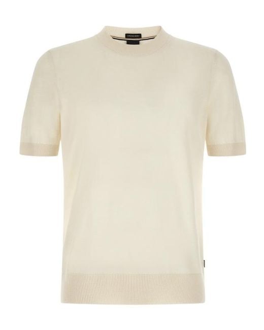 Boss White Short-Sleeved Knitwear for men