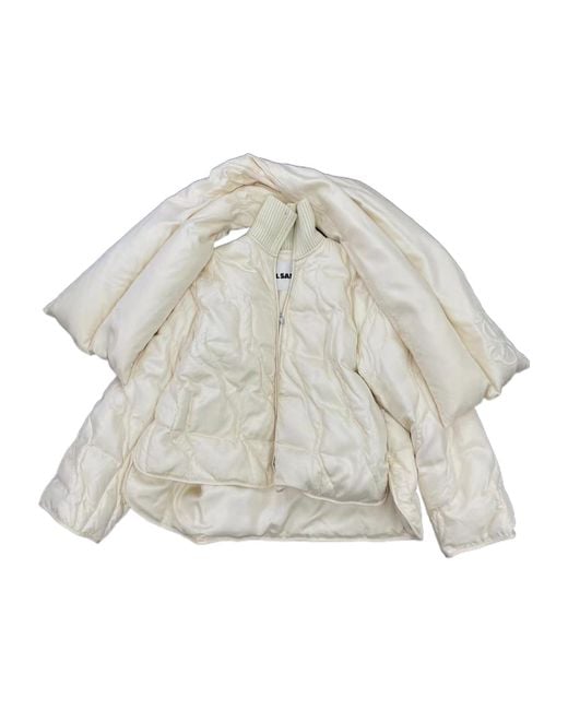 Jil Sander White Scarf Quilted Down Jacket
