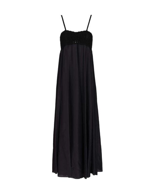 Forte_forte Black Crochet Bustier Maxi Dress