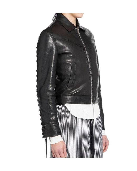 Ann Demeulemeester Black Long-Sleeve Leather Jacket for men