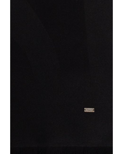 Saint Laurent Black Monogram Frayed Edge Scarf for men
