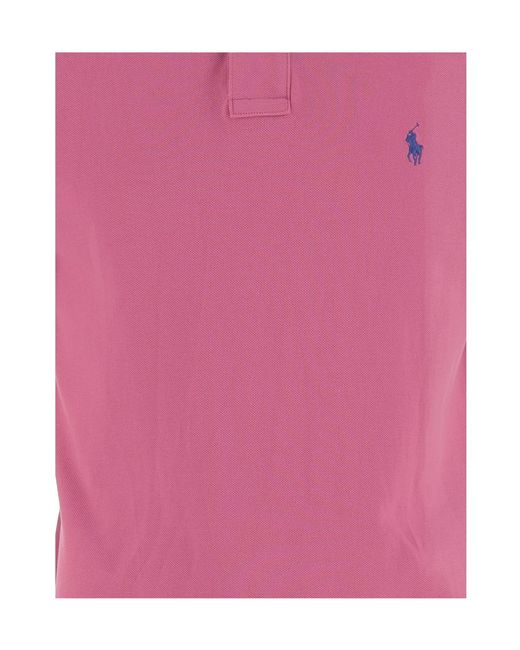 Polo Ralph Lauren Pink Logo-Embroidered Straight Hem Polo Shirt for men